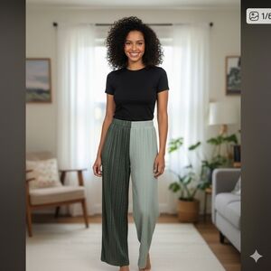 Two-Tone Wide Leg Pants